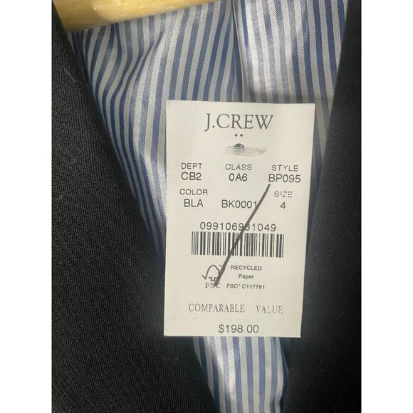 J.Crew Blazer Womens 4 Black Schoolboy Corpcore Minimalist Office Work Preppy - Picture 10 of 13